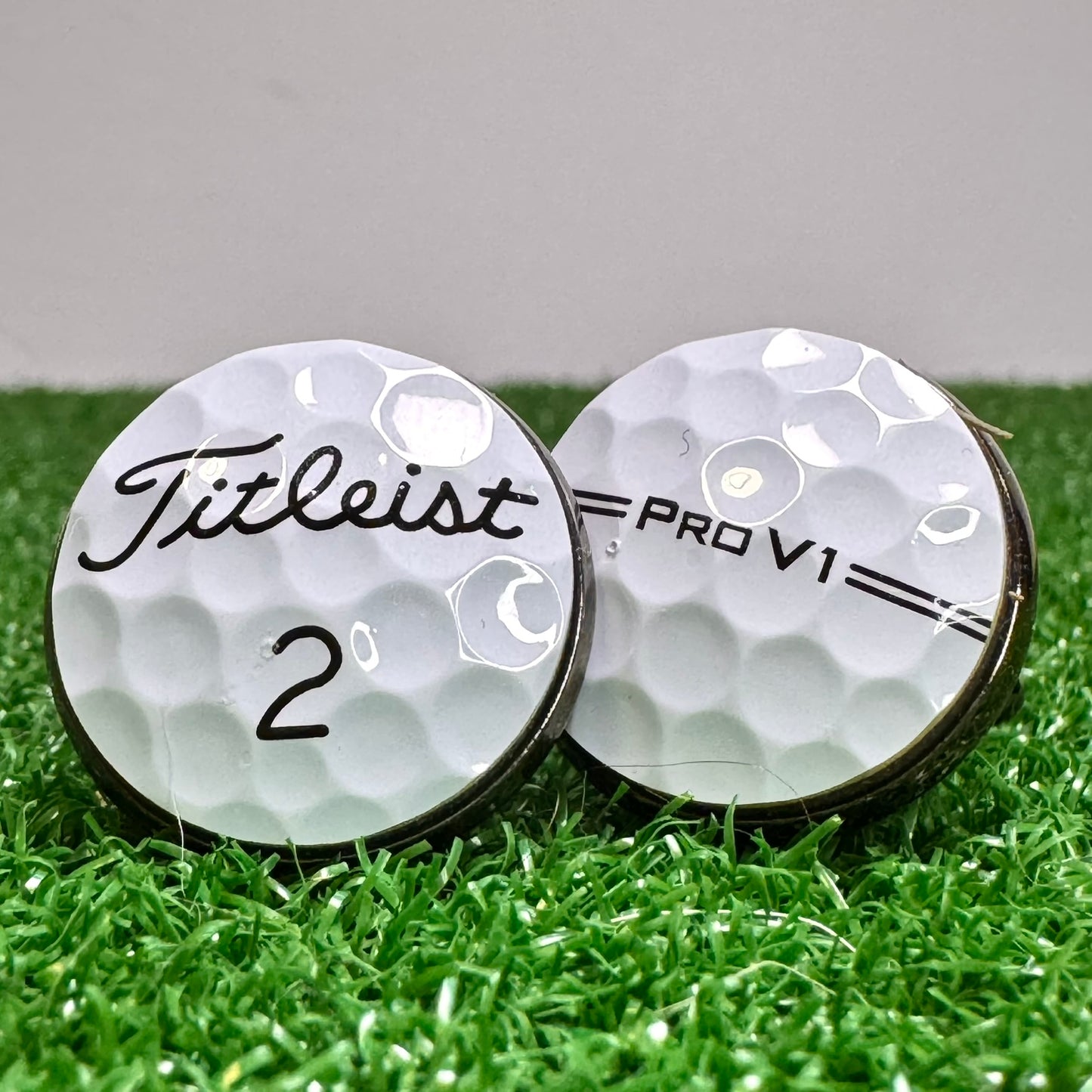 Cufflinks: Titleist Split Set (One Pair) - ProV1 White (Black Number) / Brass - GolfBallGuts
