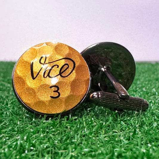 Cufflinks: Vice Gold (One Pair) - Brass - GolfBallGuts