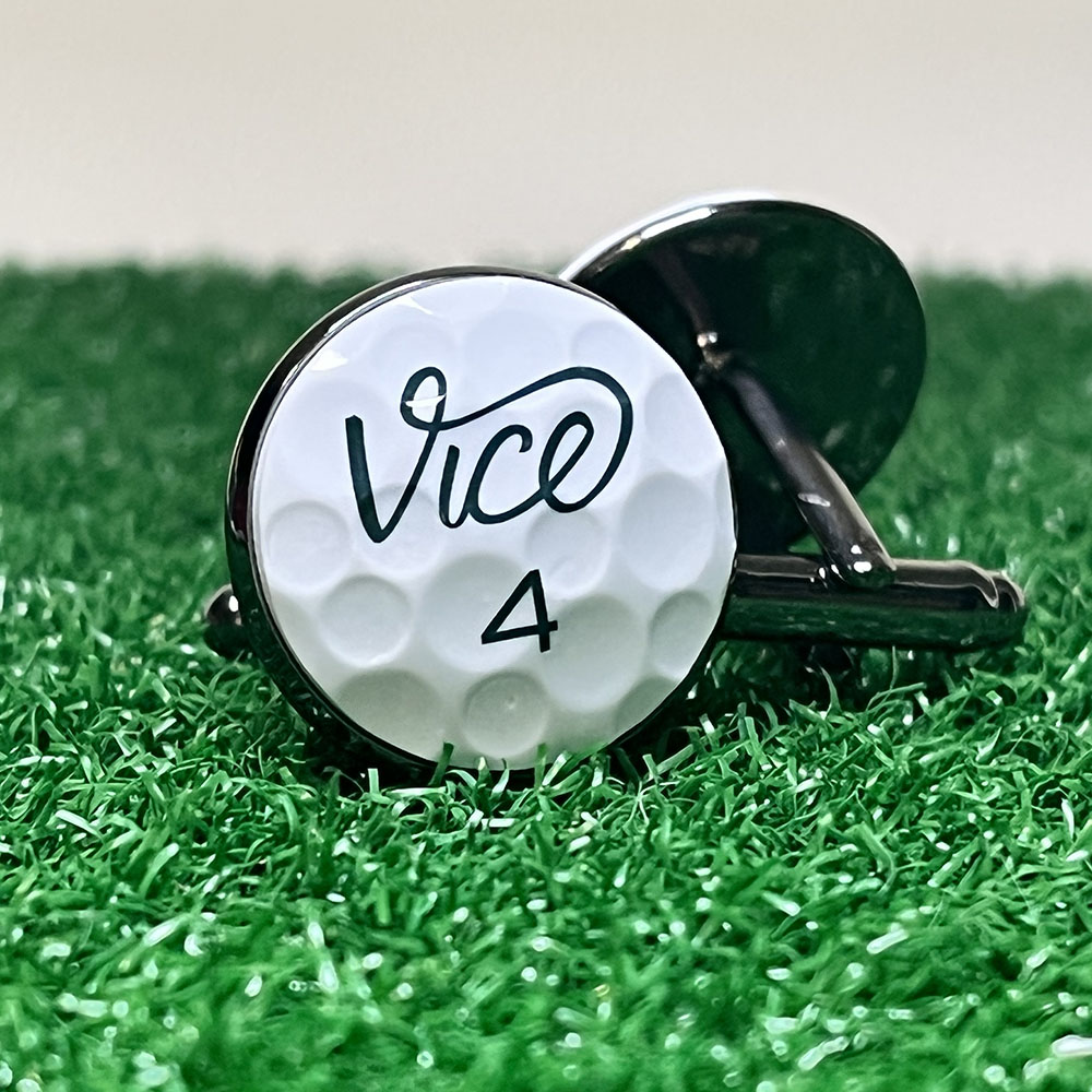 Cufflinks: Vice White (One Pair) - Brass - GolfBallGuts