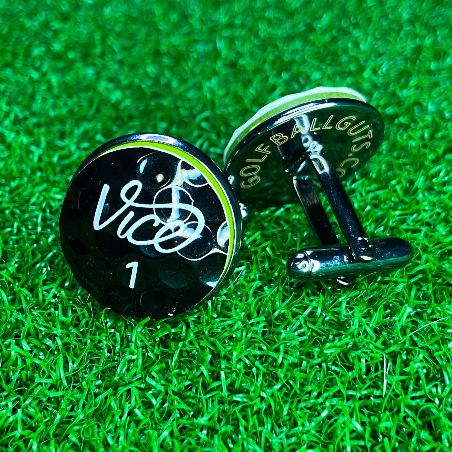 Cufflinks: Vice Black Pro Plus (One Pair) - Brass - GolfBallGuts
