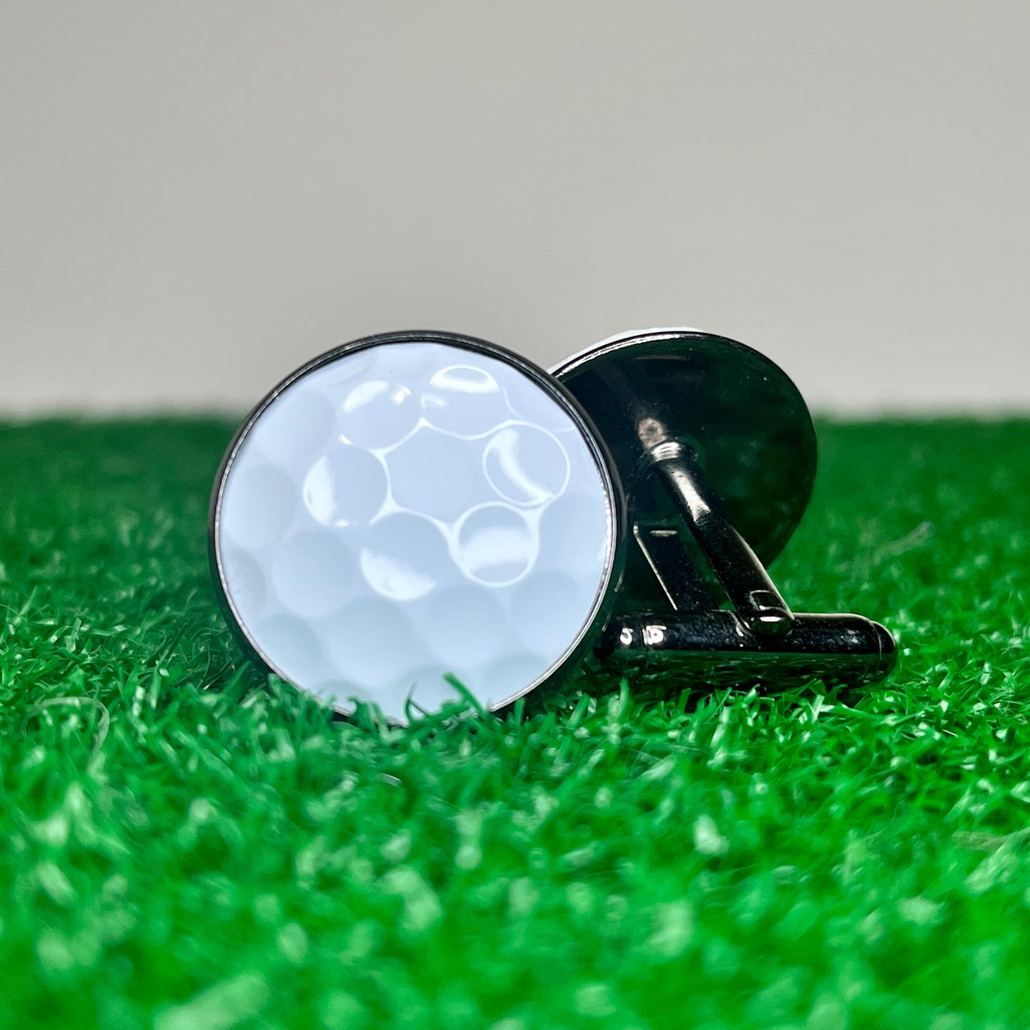 Cufflinks: Unbranded White Golf Ball (One Pair) - Brass - GolfBallGuts