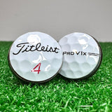 Cufflinks: Titleist Split Set (One Pair) - Prov1X White (Red Number) / Brass - GolfBallGuts