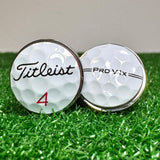 Cufflinks: Titleist Split Set (One Pair) - Prov1X White (Red Number) / Stainless Steel - GolfBallGuts