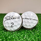 Cufflinks: Titleist Split Set (One Pair) - ProV1 White (Black Number) / Stainless Steel - GolfBallGuts