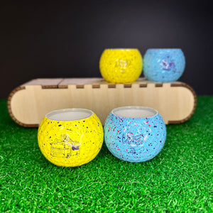 1/2 Ounce Shot Glass:  Vice Goofball Drip - Set of 4 with wood case - 1/2 Ounce Shot Glass:  Vice Goofball Drip - Set of 4 with wood case - GolfBallGuts