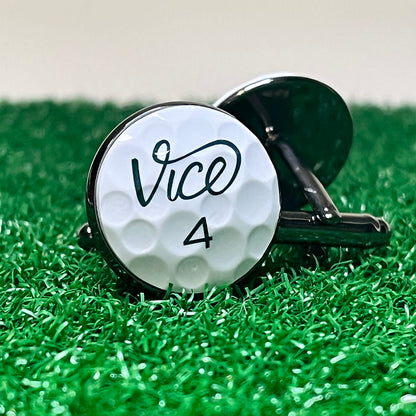 Cufflinks: Vice White (One Pair) - Brass - GolfBallGuts